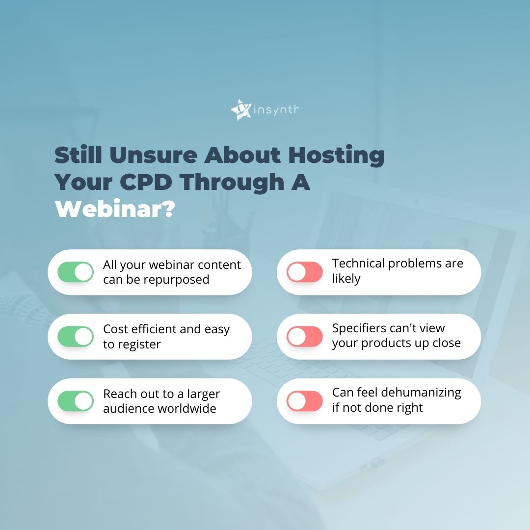 insynthltd's tweet image. Webinars have a huge potential to become the &quot;digital&quot; version of an in-person CPD event. 

Webinars are a great way to reach out to a wide audience. 

💻For example, if you invite a database of 3,000 people to your webinar and 10% of people show up, that’s an audience of 300.