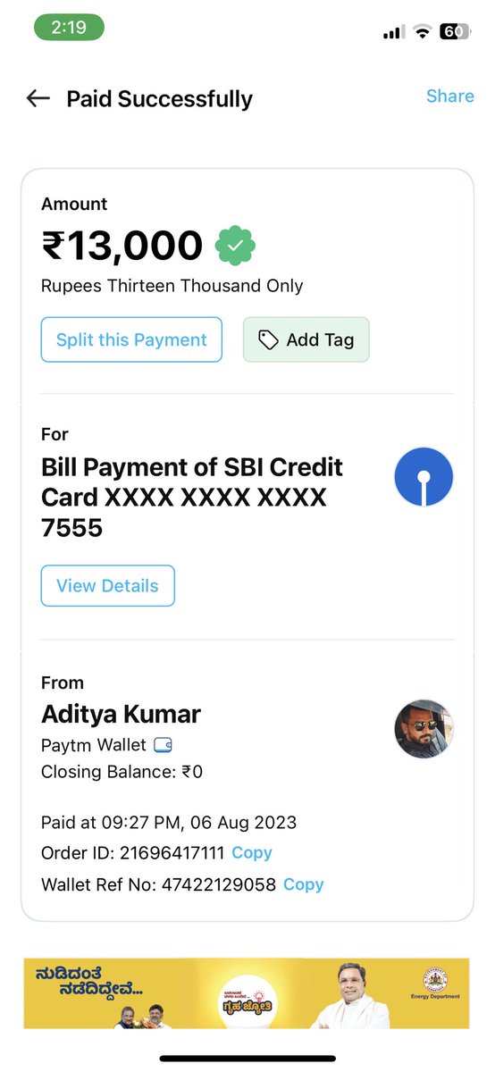 aditya_enigma's tweet image. "🔴 Transaction Alert: Tried to pay my credit card bill through @Paytm wallet, but it failed! 💳💔 @PaytmSupport, can you help resolve this issue ASAP? Need assistance! #PaymentIssue #PaytmFail"