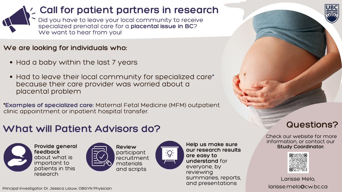 Looking for a patient partner for a research project in BC! Please reach out if you know anyone who might be interested!
