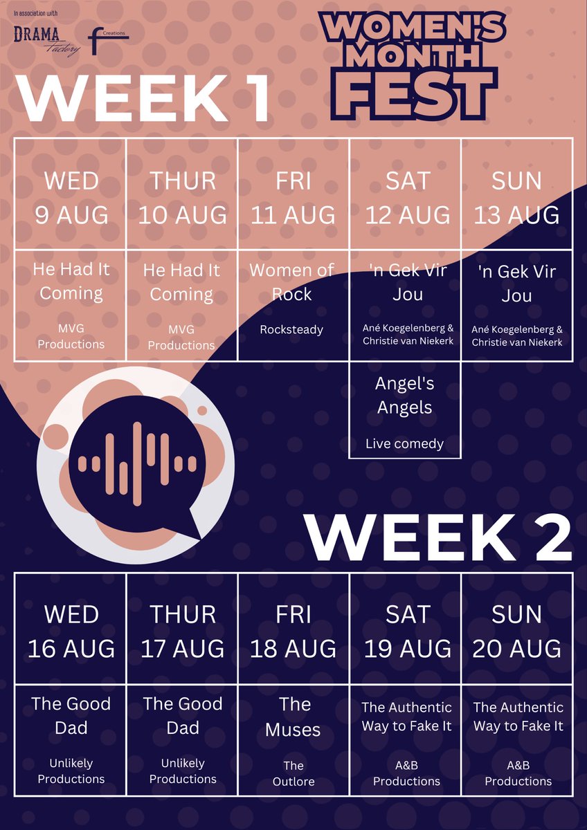 Happy Women’s Day to all the lovely ladies out there! 🌸💃🏻 If you’re looking for a way to celebrate, check out the Women’s Month Fest at <a href="/TheDramaFactor1/">The Drama Factory</a> in Strand. The festival celebrates music, comedy &amp; drama created &amp; performed by SA women. Visit: thedramafactory.co.za