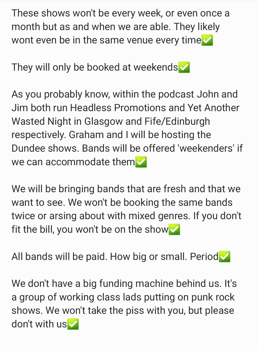 FBPR will be booking gigs for bands as of next year in Dundee. We'll be working with YAWN and Headless Promotions in Fife/Edinburgh and Glasgow respectively for weekenders. 

Here's our ideas. Call it pie in the sky but we wanna be straight up before anything gets booked.