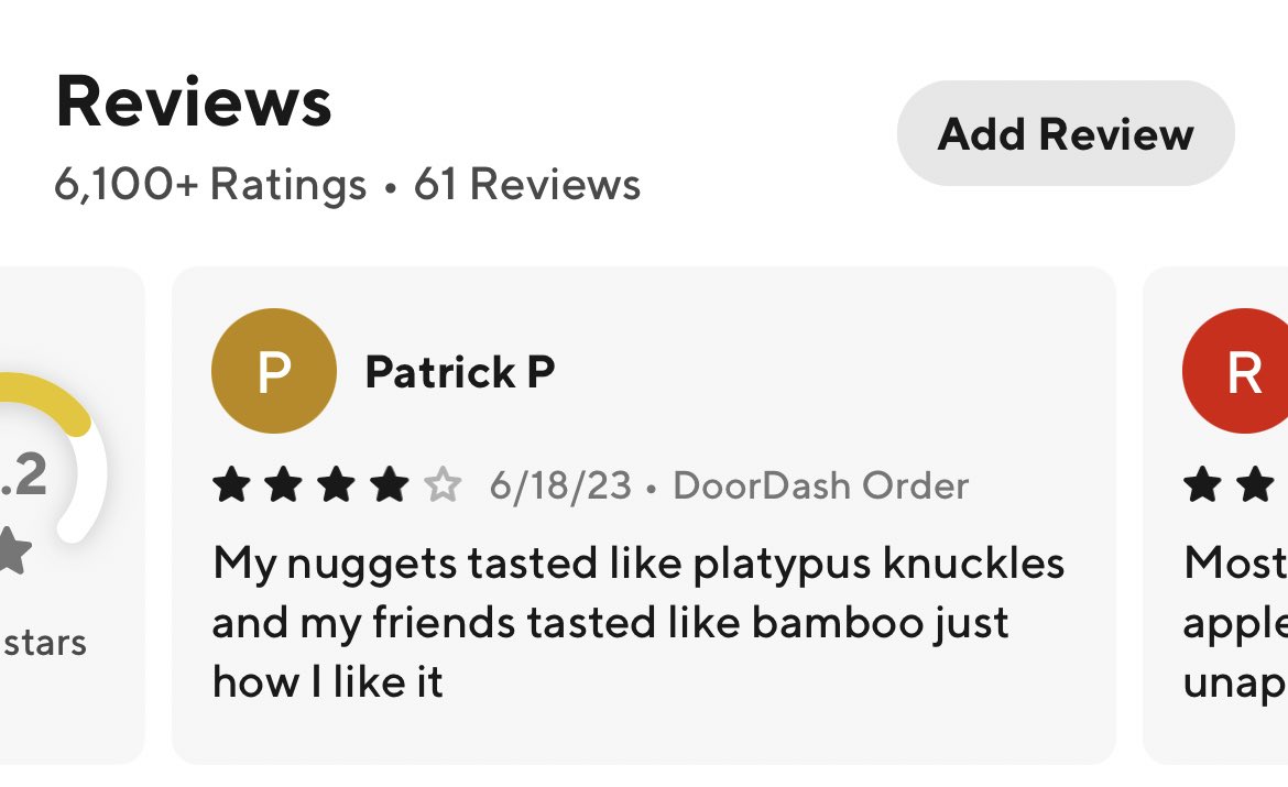 i found this review on doordash????