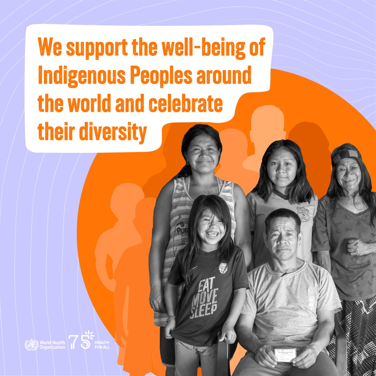 WHO's tweet photo. Today is International Day of the World's Indigenous Peoples.

Indigenous Peoples experience poorer health &amp; well-being compared to others. About 73% of them live in rural areas with limited access to healthcare. Know more 👉https://t.co/hA521CMVaG #HealthForAll #IndigenousDay https://t.co/l2zVv0N7lM