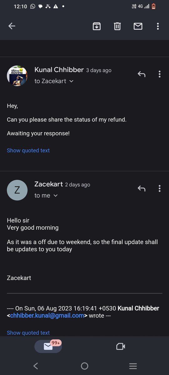 SlowButMoving's tweet photo. @tanusaini94 @ZaceKart @jagograhakjago @consumerforum_ First, you delete all the online conversations.
Your support team and refund policy on  website doesn't match.
I shared the screenrecording too but you guys didn't agree
You are selling degraded quality product for higher prices and I simply wanted a refund. I cooperated 8days! https://t.co/k6SDHzM263