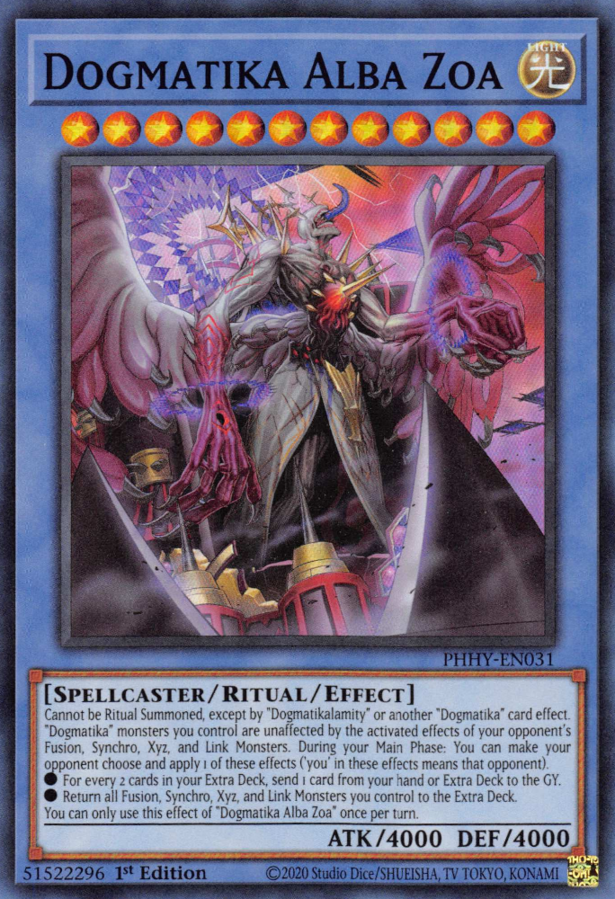 What's your favorite Yu-Gi-Oh deck right now and why? I've been loving  Dogmatika. It's got a unique win condition and it's the first Ritual deck  I've really vibed with.