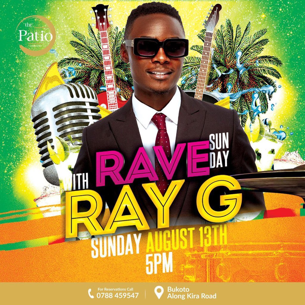 Atuhairecarol10's tweet photo. What's your favorite song from Ray G???

This Sunday @ThePatioUG, He will be performing live. Don't miss 

#RayGAtThePatio 
#LetsGoToThePatio https://t.co/sW6UuzOALm