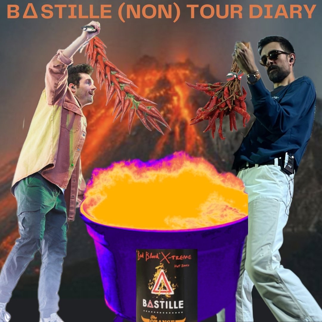 Despite a little break in touring <a href="/bastilledan/">Dan Smith</a> and <a href="/Kyle_JSimmons/">Kyle Simmons</a> are quite busy. Due to huge increase in demand next batch of <a href="/bastille/">BASTILLE</a> Bad Blood X-treme Hot Sauce from <a href="/OrangeBuffalo/">TheOrangeBuffalo</a> is in the making...