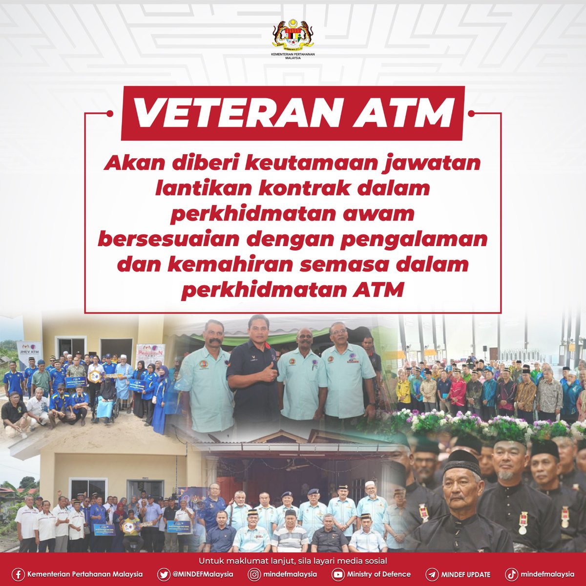 tudm_rasmi's tweet image. Inisiatif-inisiatif yang dapat membantu meringankan permasalahan yang dihadapi veteran ATM
#MindefMalaysia
#MinDefUpdate
#KebajikanVeteranATM
#VeteranATM