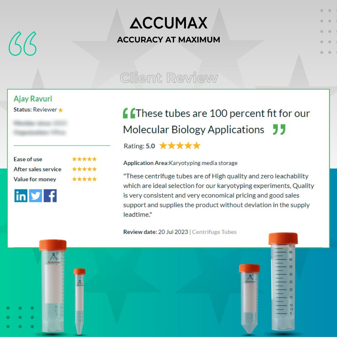 AccumaxNeuation's tweet image. From labs to research facilities, our tubes are the top choice for precise and reliable sample processing. Thank you for your continued trust in our quality! 
#CentrifugeTube #microbiology #CellBiology  #customerreviews #biotechnology #AccumaxReviews #SelectScience
