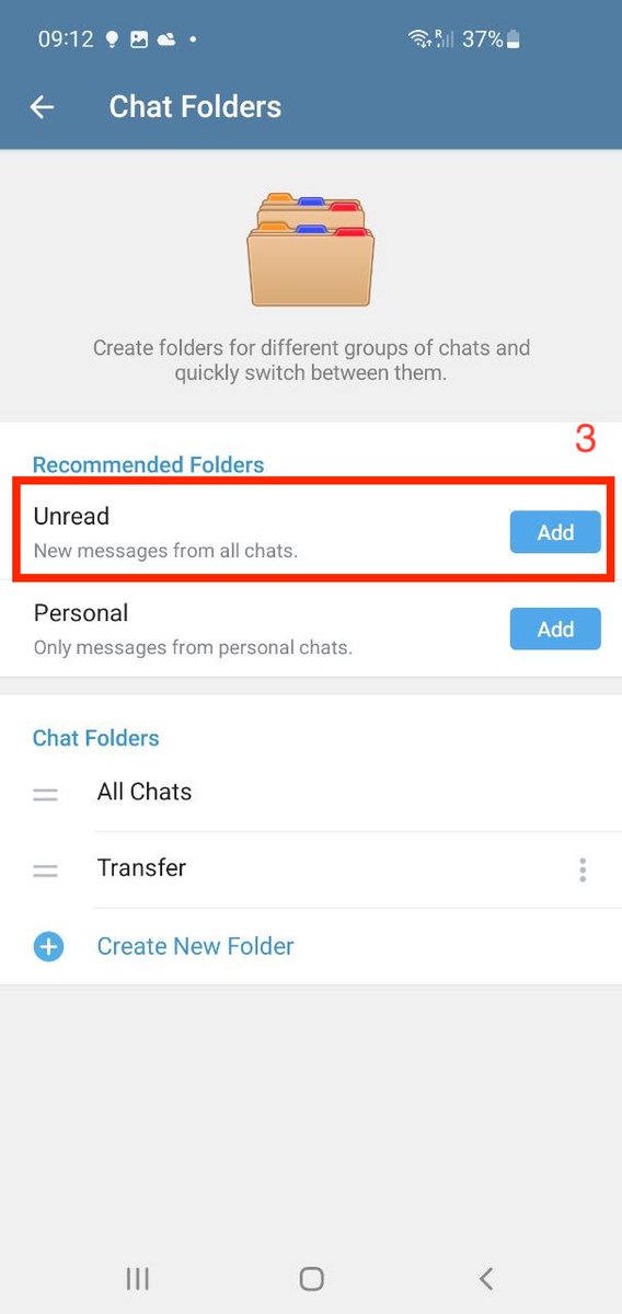 GotransferM's tweet photo. Life hack 👋: 4 simple steps (+visual guide!) how to never miss important messages in Telegram - we call it "unread folder on steroids" (our secret technique!). Get to zero inbox in @telegram - and retweet to help others to learn this hack!

1⃣ Open settings
2⃣ => Chat Folders
3⃣ Add "Unread" folder

Now you've got a folder with all the unread messages. But it is still useless as it is cluttered with all the updates from channels and groups 😡 Totally kills the zero inbox logic. So last step, simple, but the most important one:

4⃣ 🪄 Long-tap on every conversation where you don't need to reply (likely channels and groups), and remove from the group (on iOS, this option will appear in pop-up, on Android, long tap => "three dots" in the top-right corner) . It will take 5 mins max to weed out everything that is not important. Wash-rinse-repeat.

BANG 💫✨💫! Now you've got a folder with every conversation that is relevant and needs to be answered.