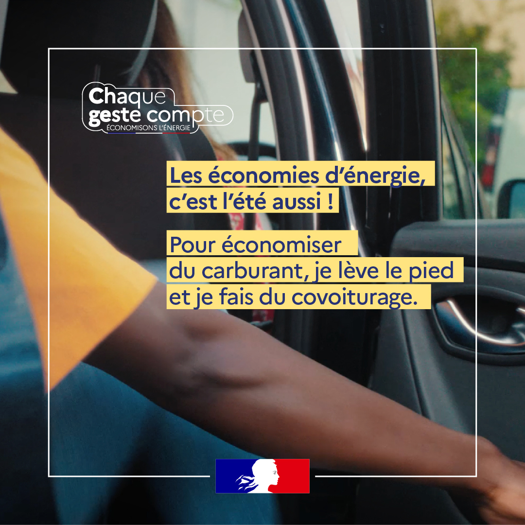 🚗 Le covoiturage permet de diviser le coût du trajet et la consommation de carburant par le nombre de voyageurs. Plus d'informations sur chaquegestecompte.gouv.fr
Cet été aussi, pour économiser l’énergie, on agit, on réduit. 
#ChaqueGesteCompte #EconomisonsLénergie <a href="/agnesrunacher/">Agnès Pannier-Runacher 🇫🇷🇪🇺</a>