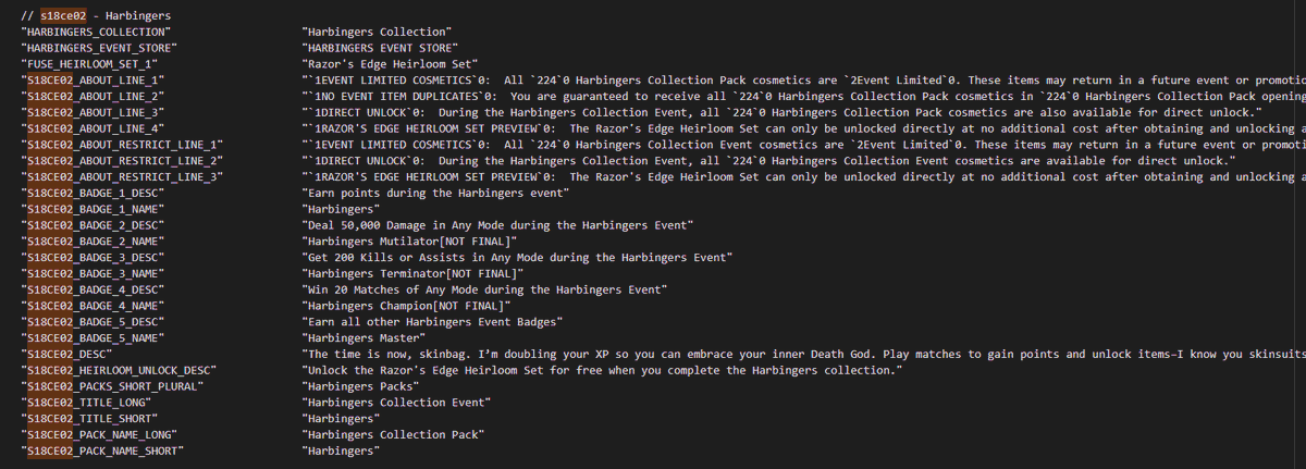 Respawn forgor💀 to remove the next event from the other language localisations, Fuse heirloom event "Harbingers"