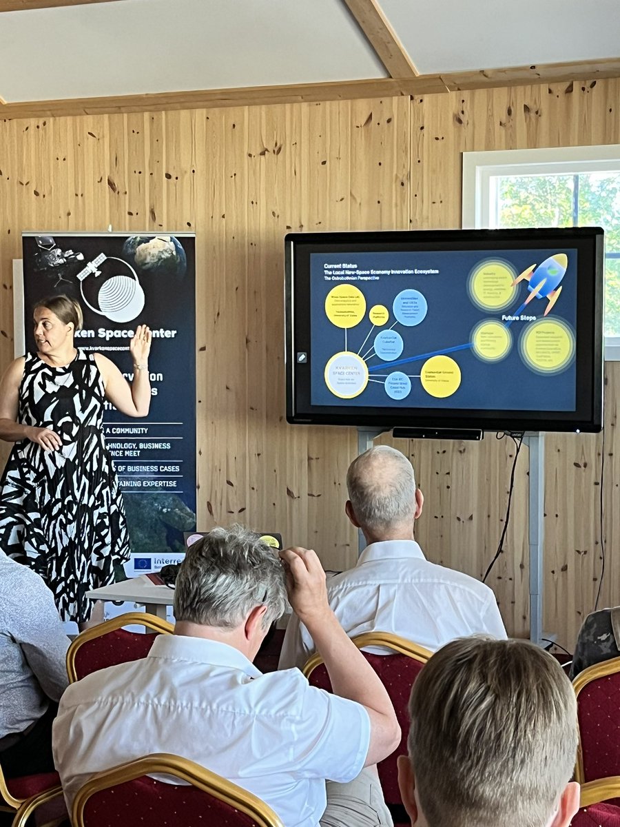 KvarkenSpaceEco's tweet photo. Professor @KuusniemiHeidi opened the #SpaceWednesday at the #WasaFutureFestival by announcing establisment of the #WestCoastHub of @esabicfinland. @univaasa is hosting this incubation hub for #space related #startups in #Vaasa. https://t.co/k4H6kIqkcb