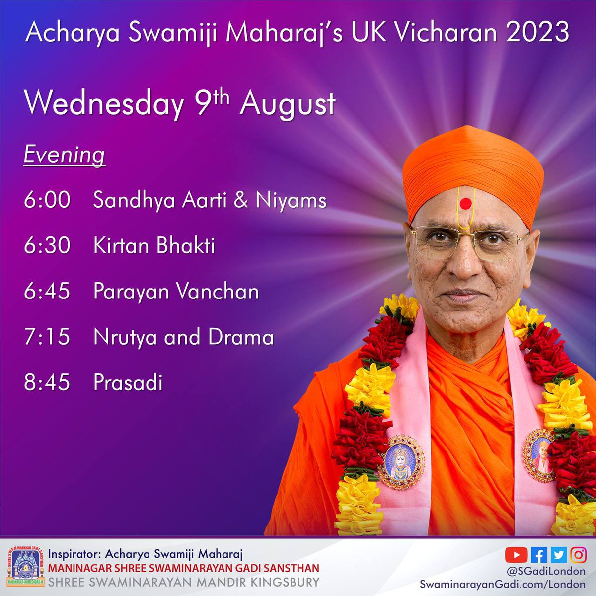 SGadiLondon's tweet photo. Join us from 6pm tonight to witness the amazing young talent of our #KingsburyMandir community as they please #GnanMahodadhi #AcharyaSwamijiMaharaj with a religious drama and devotional dances.  #SwaminarayanGadi #KingsburyMandir https://t.co/cfb2kHOlJK