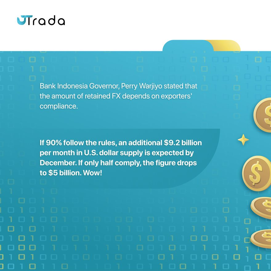 tradeutrada's tweet photo. Governor Perry Warjiyo of Bank Indonesia revealed that if around 90 percent of resource exporters adhere to the policy, the nation could witness a remarkable $9.2 billion monthly increase in U.S. dollar supply by December. Wow! https://t.co/UqIo4dqHPr