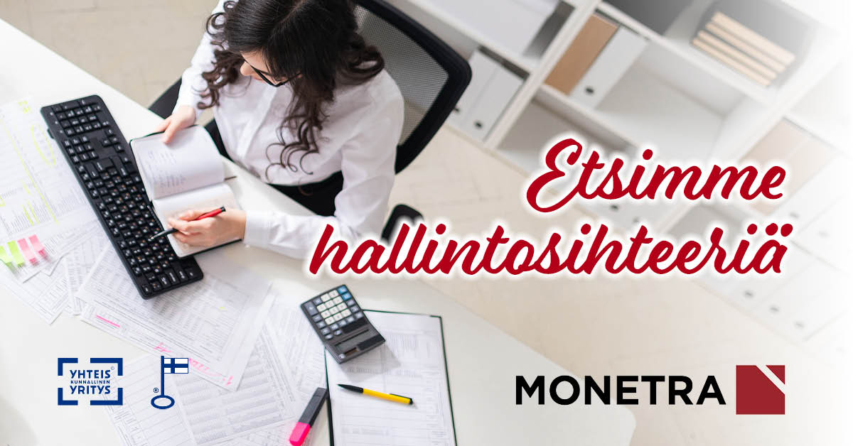 Monetra rekrytoi! Avoinna useita hienoja tehtäviä eri puolilla Suomea. Niistä yksi on Monetra Oulussa avoimena oleva hallintosihteerin paikka, jossa yhdistyvät monipuoliset työtehtävät. Lue lisää ja tule meille! Kaikki ilmoitukset s. monetra.fi/meille-toihin

#rekry #rekrytointi