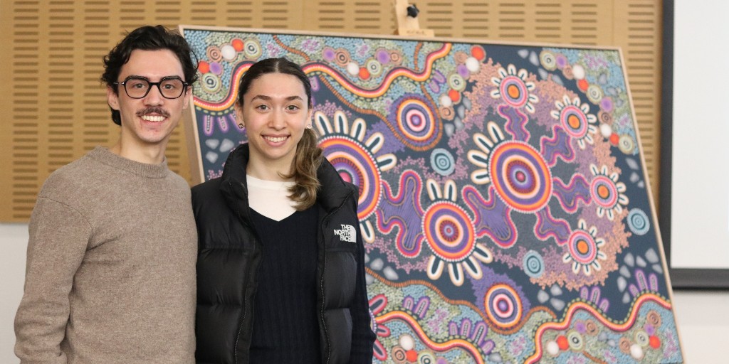 Hudson_Research's tweet photo. Today we welcomed brother/sister duo Luke &amp; Siena Tieri to unveil a new #WorkOfArt "Ya-yanha Daborra", meaning “to go along a pathway” in Yorta Yorta language, coinciding with the Institute's registration with @RecAustralia &amp; beginning development of a RAP>https://t.co/BVwtYuanug https://t.co/R9aAdKpMdG