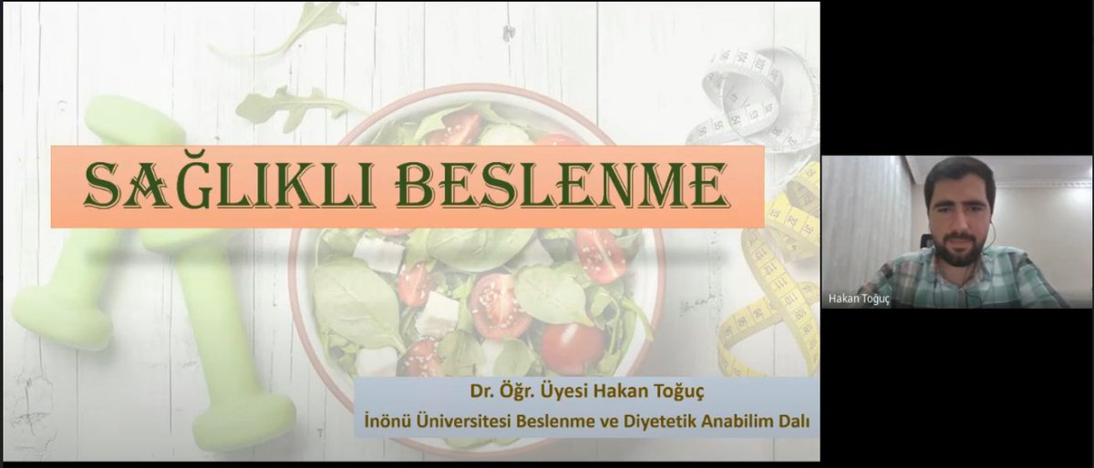 Psikososyal Destek Etkinliklerimizin yedinci buluşmasında "Sağlıklı Beslenme" konulu bilgi dolu sunumu için Üniversitemiz Beslenme ve Diyetetik Anabilim Dalı'ndan Dr. Öğr. Üyesi Hakan Toğuç Hocamıza teşekkür ederiz. #PsikososyalDestek #Sağlıklıbeslenme #İnönüÜniversitesi