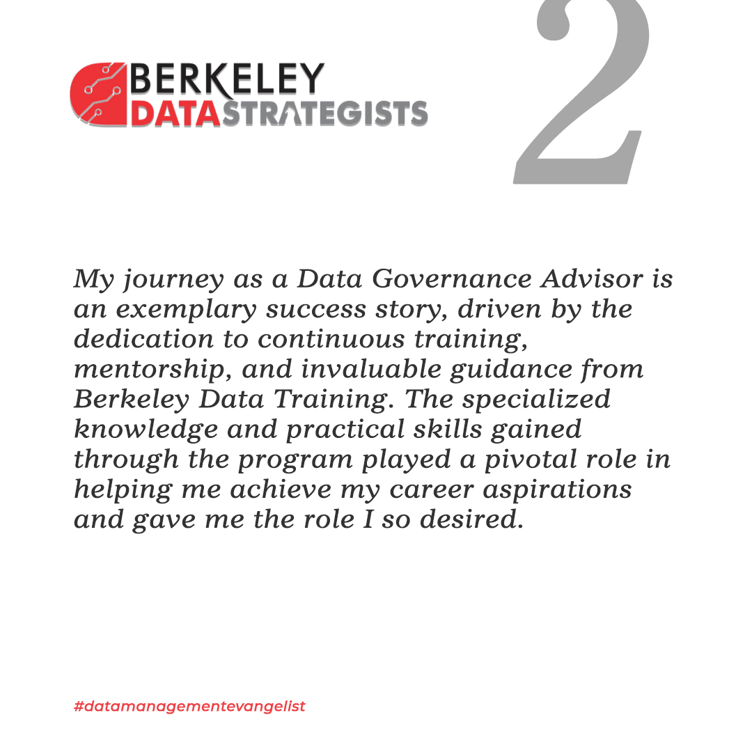 BdsBerkeley's tweet image. We Get Succes Stories every day!!! 

Join us and you&apos;ll be glad you did for the rest of your life for making this significant decision.   

Don&apos;t snooze!  

Join the moving train now.  

#DataManagement #DataTransformation #DataGovernanceFramework #Ittraining @LNCtoday