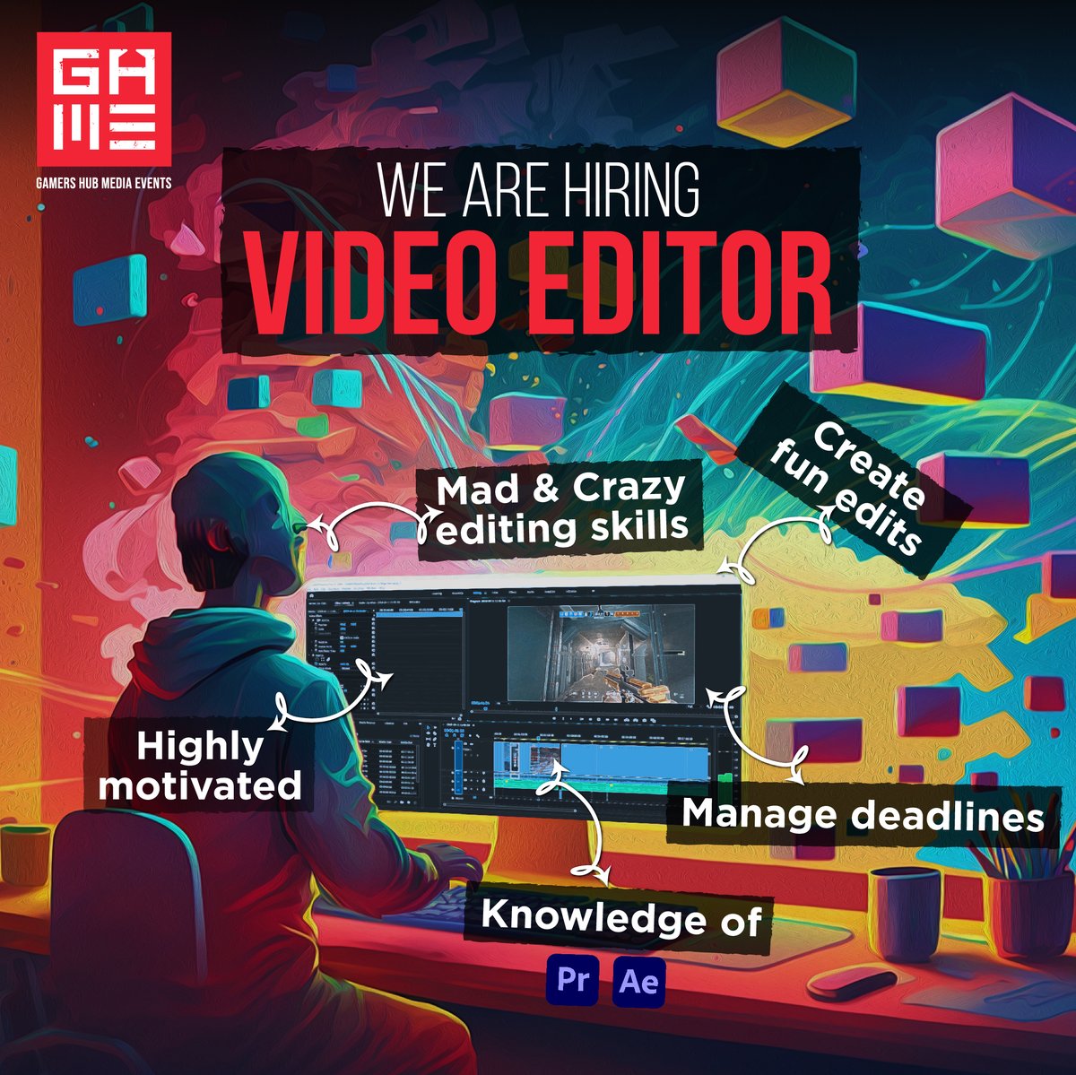 We are hiring a video editor to join our family! 

If you see yourself fit for the position send your CV to huzaif.m@gamershub.me

#editorial #editor #gameeditorial #editorialphotography #editoruae #rockstareditor #beautyeditorial #videoeditor #ccpeditor #editorialshoot