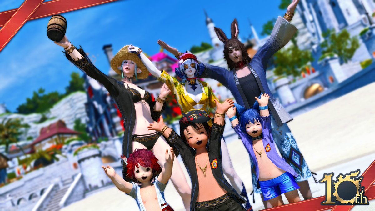 FlaresXIV's tweet photo. Happy 10th Anniversary FFXIV from us at the Crystal Flares! ✨🔥

📸: Balado Dulado, Alistar Alternis, Xeros Zrunis, Vasati Trismyar, Conchobar Sharunegan, Aylin Kahkol https://t.co/gte7hqkFIR