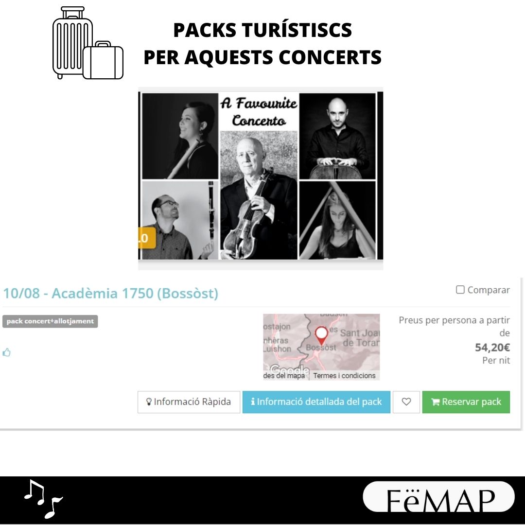 Aquesta setmana de concerts al #FeMAP2023 la comencem demà a #Bossòst amb👇

<a href="/academia1750/">academia1750</a>  · 𝘈 𝘍𝘢𝘷𝘰𝘶𝘳𝘪𝘵𝘦 𝘊𝘰𝘯𝘤𝘦𝘳𝘵𝘰

📜Programa
Obres de J. B. Pla, J. Pla, A. Rodil, S. Albero i anònims.

🎫 Més informació a femap.cat