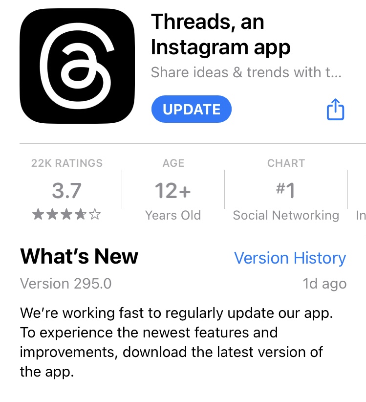 RandomiOSBugs's tweet image. Still active with the current version of the Threads app (version 295.0)