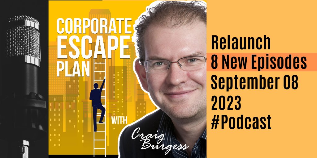 CraigyBMedia's tweet photo. The Corporate Escape Plan #podcast is relaunching next month with 8 new special guest episodes.  Might do a solo episode myself too! #startup https://t.co/zBKWLM1kmv