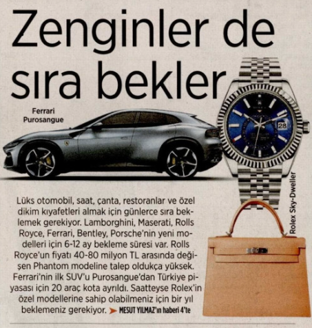 Sevinin la fakirler! Lamborghini, Masareti, Rolls Royce, Ferrari, Bentley, Porsche için onlar sıra bekliyormuş kıyamam... Milliyet'in günümüzü neşelendiren haberi.