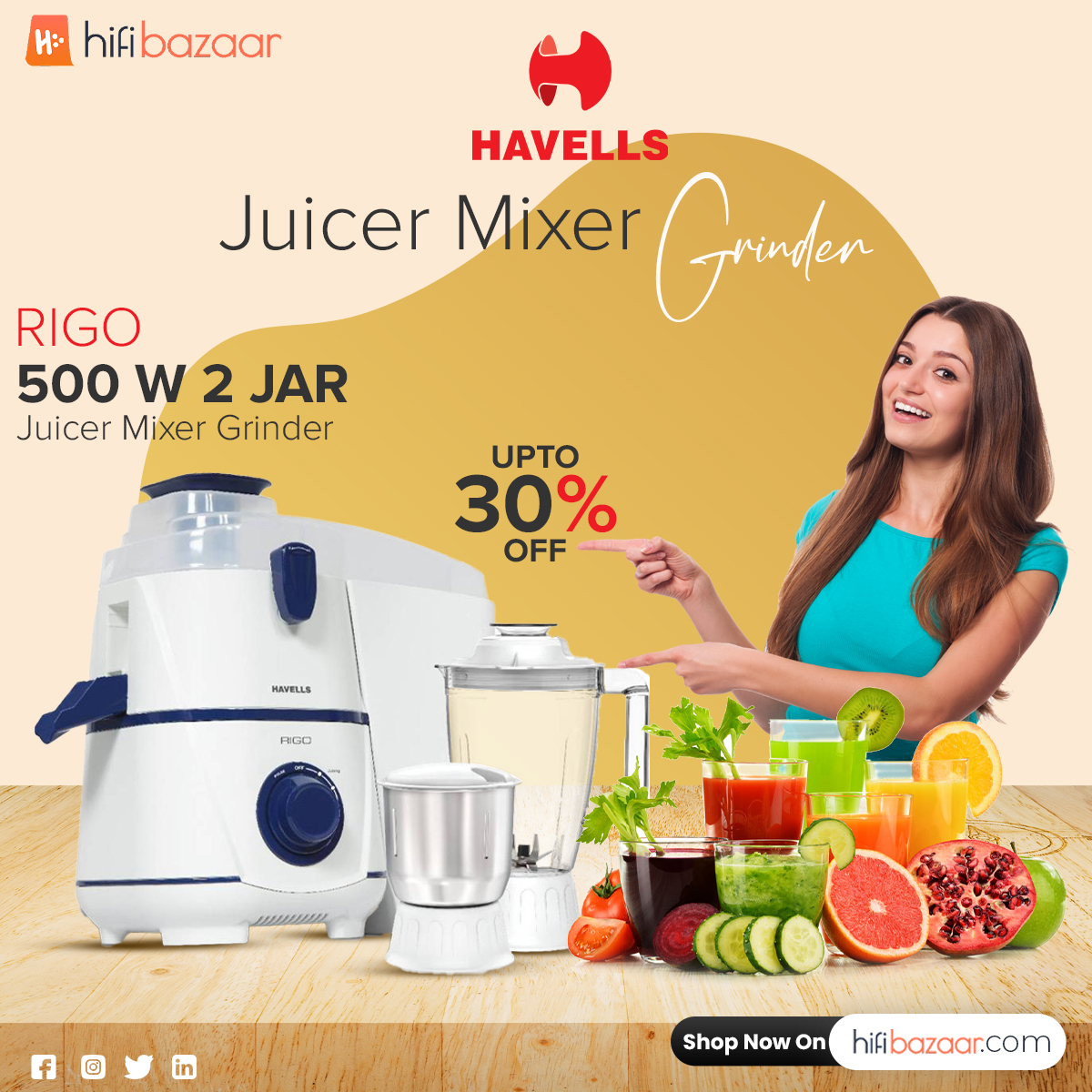 offhifibazaar's tweet photo. 🍏 Elevate Your Culinary Creations with our 500 Juicer Mixer Grinder! 🍊✨
Buy Now:👉 https://t.co/UHzy3FxU4a
.
#500JuicerMixerGrinder #ElevateYourCulinaryCreations #BlendJuiceGrind #KitchenPowerhouse #CreateWithPrecision #ShopNow #CulinaryMasterpieces #hifibazaar https://t.co/boKHxfPAft