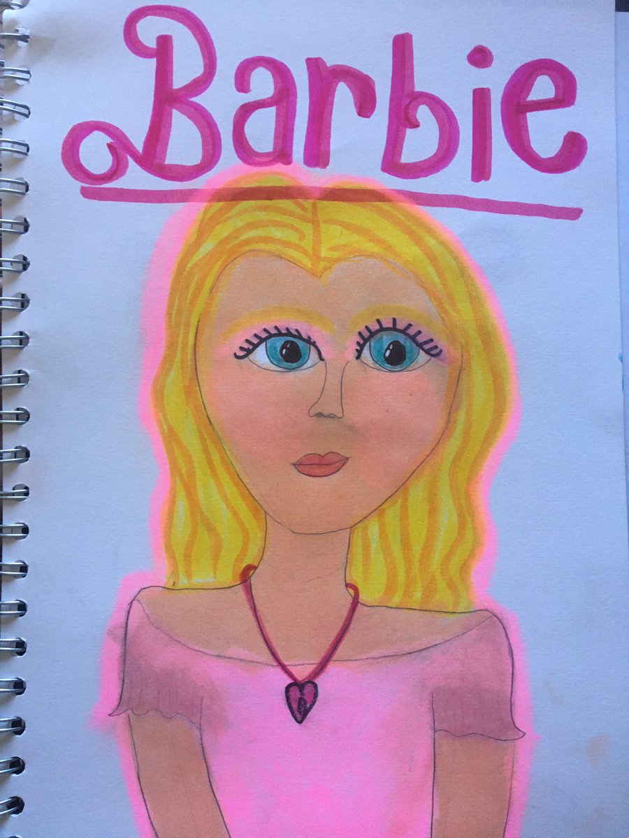 AstridsDrawings's tweet photo. Astrid has asked me to say that this is what Barbie’s baby would look like if she had one as she’s not convinced the likeness with Barbie herself is strong enough. https://t.co/z0lmHu7Wng