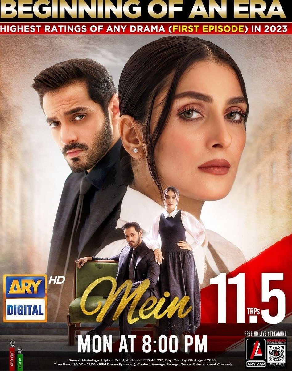 Yes, the TRPs are amazing...but dayum son, this poster 🔥

Can't wait for the next episode!

#WahajAli #AyezaKhan #MeinOnARY #Zaid #Mubashira
