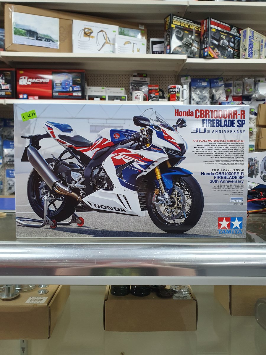 ModelWorldKent's tweet photo. *NEW STOCK*
This kit recreates the Honda CBR1000RR-R Fireblade SP, featuring a special colouring to celebrate the 30th anniversary of the first generation “FIREBLADE” bike by Honda.
https://t.co/s2BAIicPFi
#tamiya #modelkits #motorbikes #Honda #hondabike #fireblade #shoplocal https://t.co/zoswtGcpUt