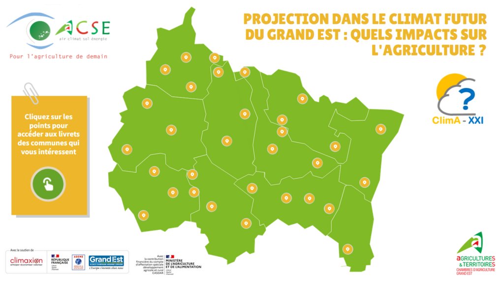 Bientôt la fin de l’été, l’occasion de découvrir les projections dans le futur climat du Grand Est ! ☀️
Quels changements pour l’agriculture ?

👉 Accéder à la carte interactive : view.genial.ly/6267dc73a36384…

<a href="/regiongrandest/">Région Grand Est</a> <a href="/ademe/">ADEME</a> <a href="/climaxion_fr/">Climaxion</a> #CASDAR