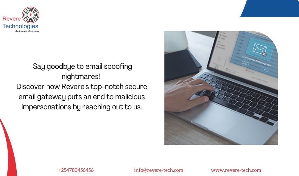RevereTechLtd's tweet photo. Don't let sneaky spoofers trick you anymore – Revere's got your back with ironclad protection against email fraud.#RevereTechnologiesltd #EmailSpoofingNoMore #SecureEmailGateway #CyberSafetyMatters https://t.co/OkcaUZYMMh