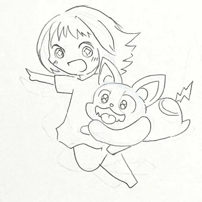 絵柄模索中。アナログだとこんな感じが案外描きやすいかも。