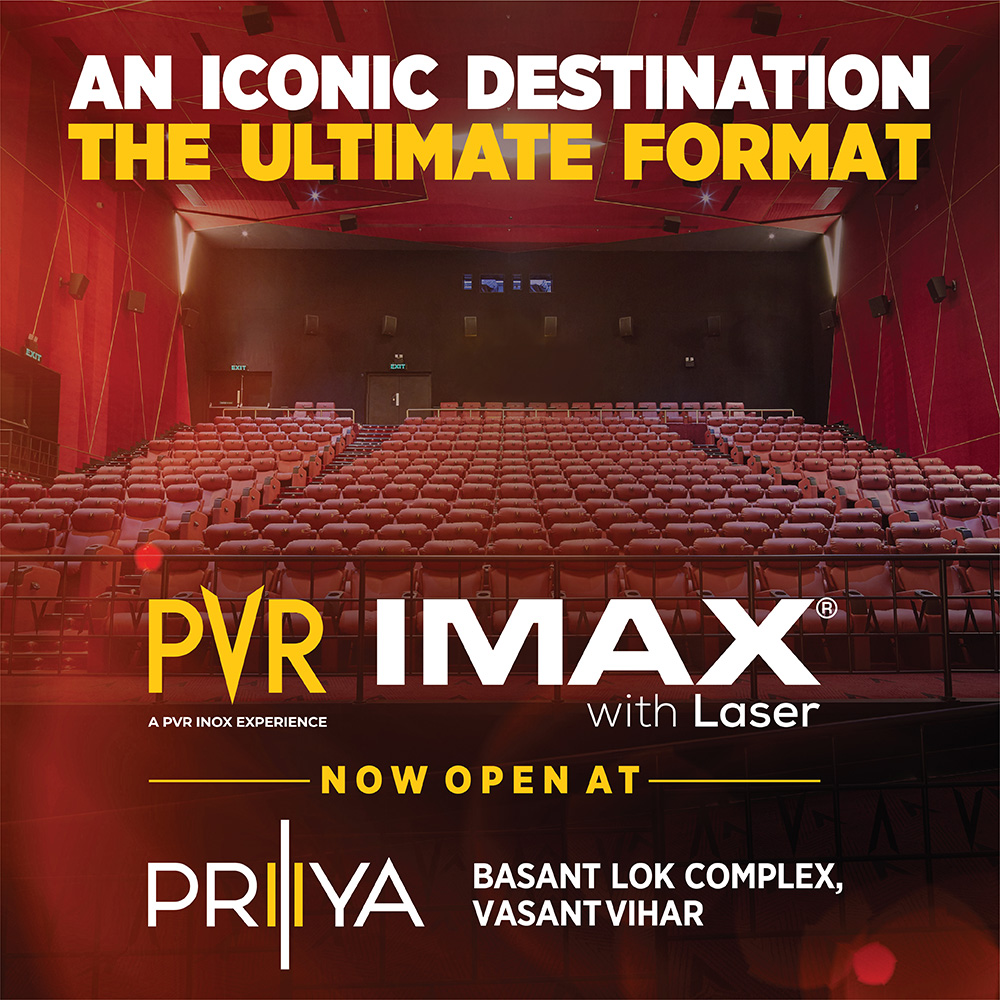 _PVRCinemas's tweet photo. It’s time to unlock the next level of entertainment at PVR Priya now with IMAX! ( Laser) 🤩🍿
An Iconic destination for the ultimate format- PVR Priya, Basant Lok Complex, Vasant Vihar.
Delhi fam! Get ready to experience nothing but the best with #PVRPriya
.
.
.
#NewIMAX #PVRIMAX #VasantVihar #BasantLokComplex #NowOpen