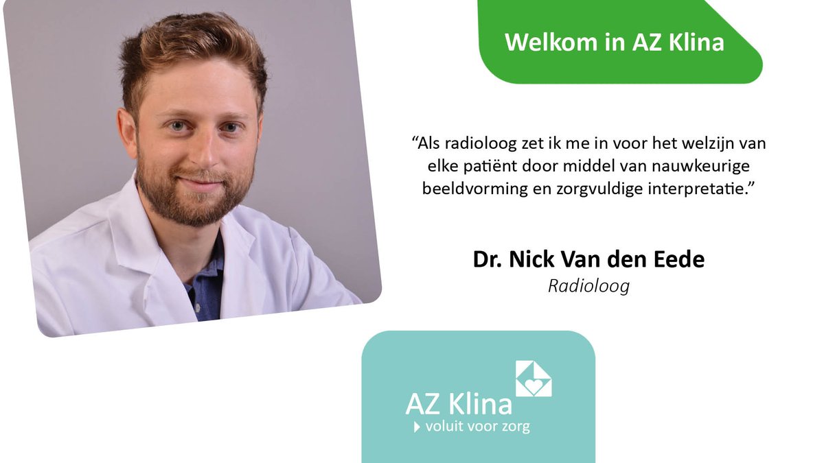 Met dr. Nick Van den Eede verwelkomen we een nieuwe radioloog in ons ziekenhuis. We wensen hem veel succes! #VoluitVoorZorg #AZKlina