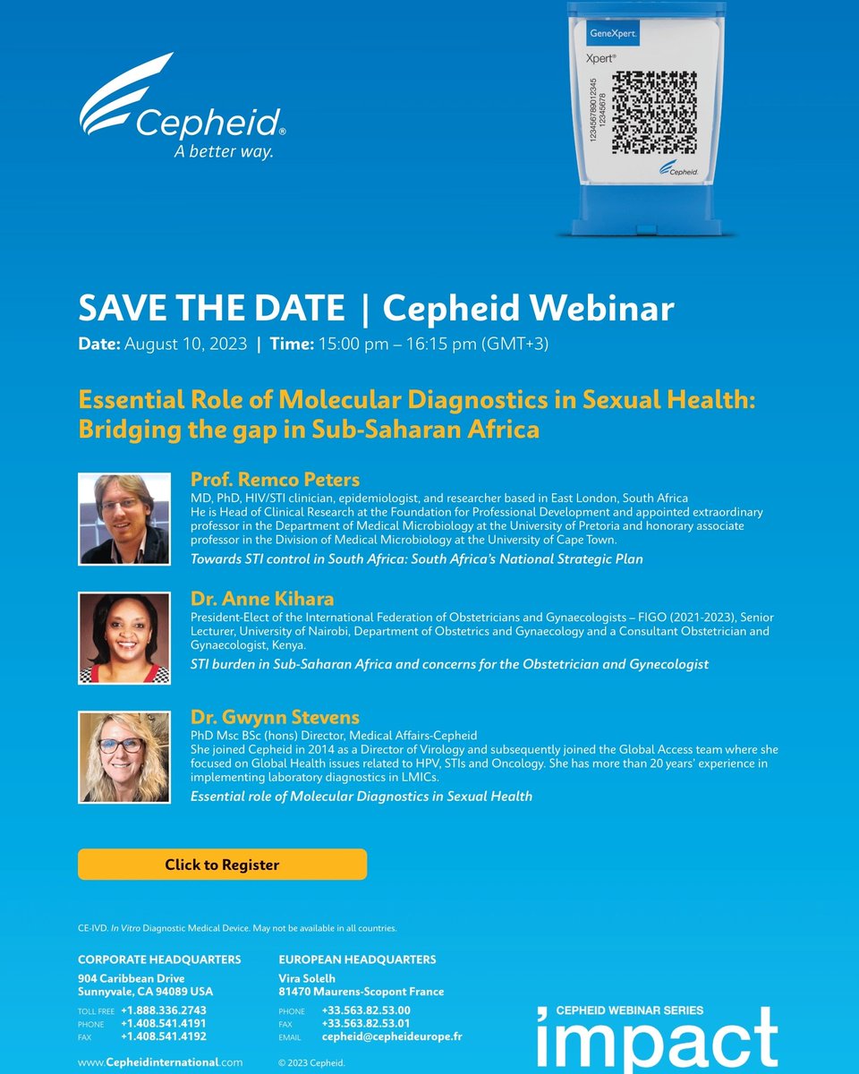 Register now using the link below and secure your spot! 👇🔗 

info.cepheid.com/SH_VIRTUALWEBI…   

#SRHR #sexualhealth #moleculardiagnostics #webinar #MARCHTOPARIS