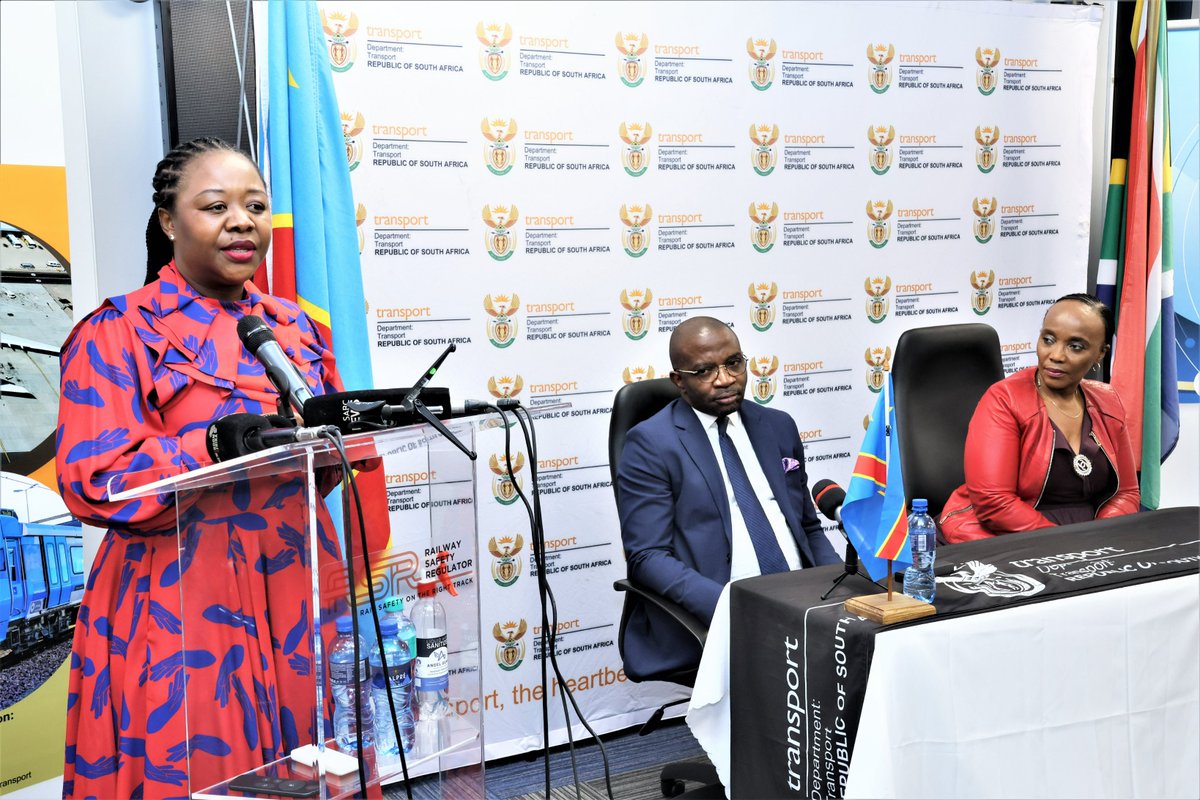 OfficialSACAA's tweet photo. The DR Congo transport delegation visit to South Africa concluded with the signing of a joint communique between the country’s respective Ministers, HE Marc Ekila Likombo and Hon. Sindisiwe Chikunga in Midrand yesterday. 

Also present was the SACAA DCA, Ms Poppy Khoza. https://t.co/uhCBl0YBSq