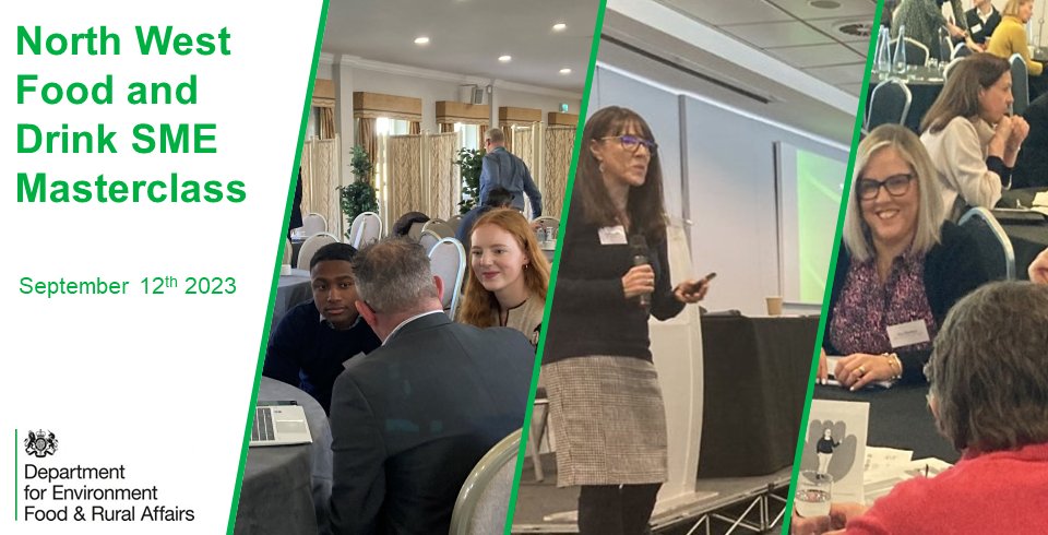 Join @DefraGovUK in #Manchester on 12 Sept for a free masterclass for #Food and #Drink #Manufacturing SMEs. Sign up now for a day of interactive workshops, discussions with industry experts, and the chance to pitch your products to a buyer: ow.ly/1joB50PuJVk