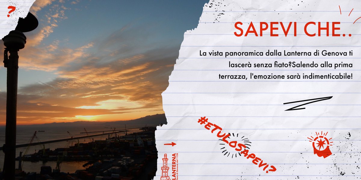 LanternaGenova's tweet photo. 🌆 Lo sapevi che?
La vista panoramica dalla Lanterna di Genova ti lascerà senza fiato? Salendo alla prima terrazza, l'emozione sarà indimenticabile!
#LanternadiGenova #Genova #Pharosheritage #Genovamorethanthis #VistaPanoramica #VisitGenova #Losapeviche https://t.co/9T4jvGLpNm