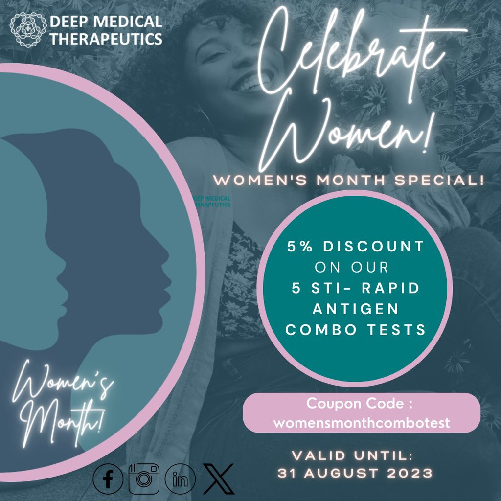 DeepMedical_SA's tweet photo. Empowering women's health through awareness, education, and proactive STI testing. Celebrating Women's Month with a commitment to your well-being. Championing women's health this month and every month!

##STDTesting #SexualHealth #women #womenshealth #womensday https://t.co/C7zCarc5cT