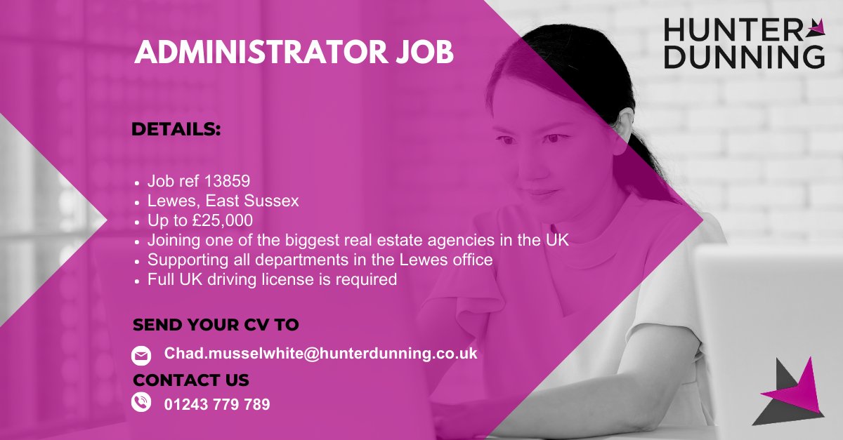 📣 Administrator job available 📣

💼 Offering up to £25,000

📌 Based in Lewes, East Sussex

📩 Apply below:
pulse.ly/rcgni2o0b7

#administratorjob #adminjobs #job #jobs #hiring #careers #jobsearch #hunterdunning