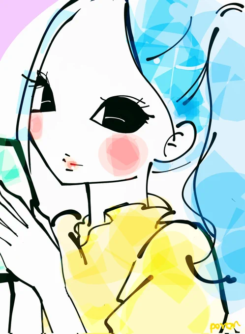 おめかしバージョン #イラスト #お絵描き #女の子 #ファンシー #レトロ