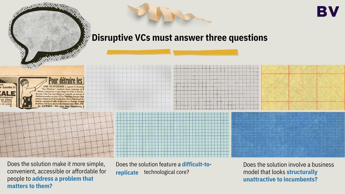 BernardJVogel's tweet image. Disruptive VCs ask:
Does the solution simplify and address important problems?
Does the solution have a unique, hard-to-copy tech core?
Does the solution challenge incumbents' business models? #DisruptiveVCs #Innovation #TechCore #BusinessModels