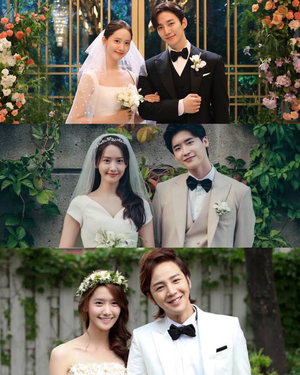 #YoonA wedding photos with her costars through the years:
2023 with #LeeJunHo
2022 with #LeeJongSuk
2012 with #JangGeunSuk

which one is your fav? 🙂