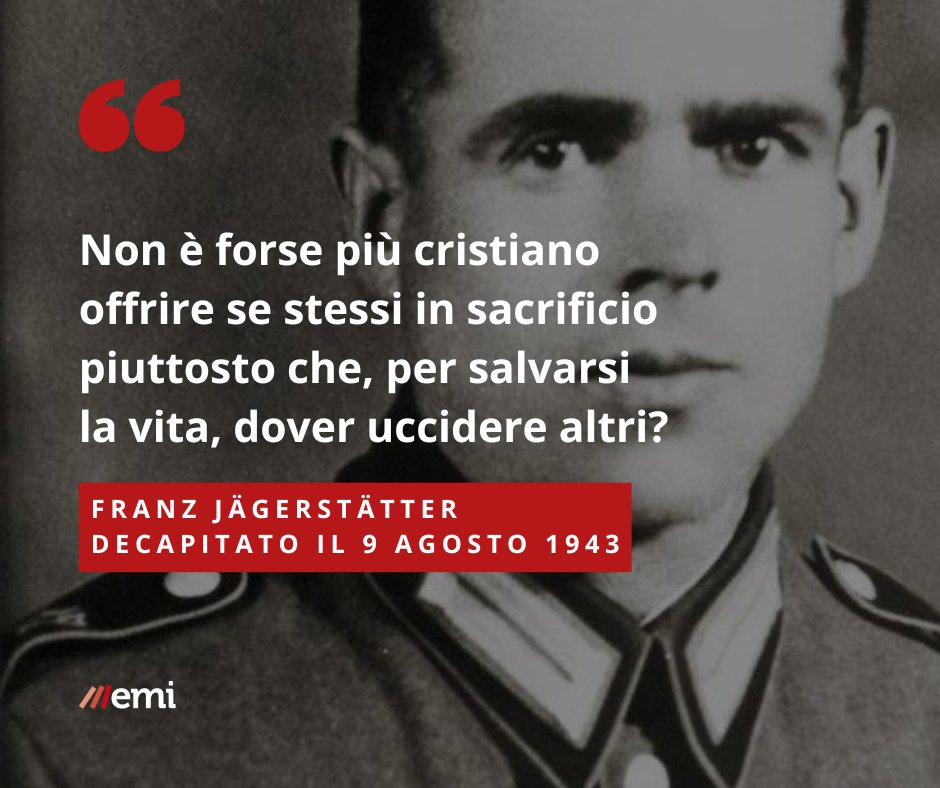 Il 9 agosto 1943 #FranzJägerstätter veniva decapitato per il rifiuto di arruolarsi nell'esercito nazista: la vita di questo cristiano mite e assoluto, esempio di fede e per questo beatificato nel 2017, è raccontata per EMI da Francesco Comina | emi.it/prodotto/solo-…