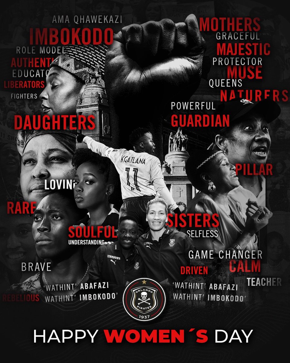 orlandopirates's tweet image. ☠️ We celebrate our women! 😍💐

Happy #WomensDay2023 South Africa ♀️🇿🇦

⚫⚪🔴⭐
#OrlandoPirates
#OnceAlways