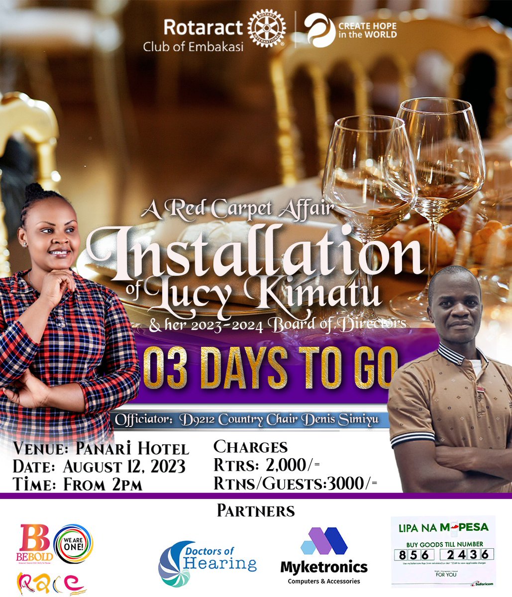 RAC_Embakasi's tweet photo. Tatu Tatu😍Siku tu Tatu tatu💃🏾
3 Days to the D-day🕺🏾🕺🏾
Can you feel the Excitement 🥳
Looking forward to seeing all of you🤭
#createhopeintheworld
#weareone
#bebold
#mashallah
#recarpet https://t.co/sI4T6PGUi3